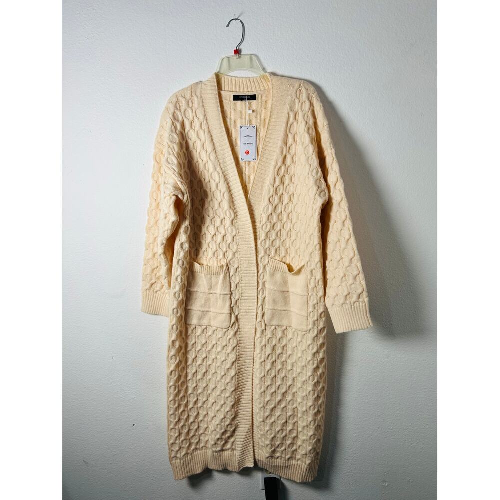 CHUNKY CREAM KNIT SWEATER/  Women’s Long Sleeve Open Cardigan ( NWT) - Large